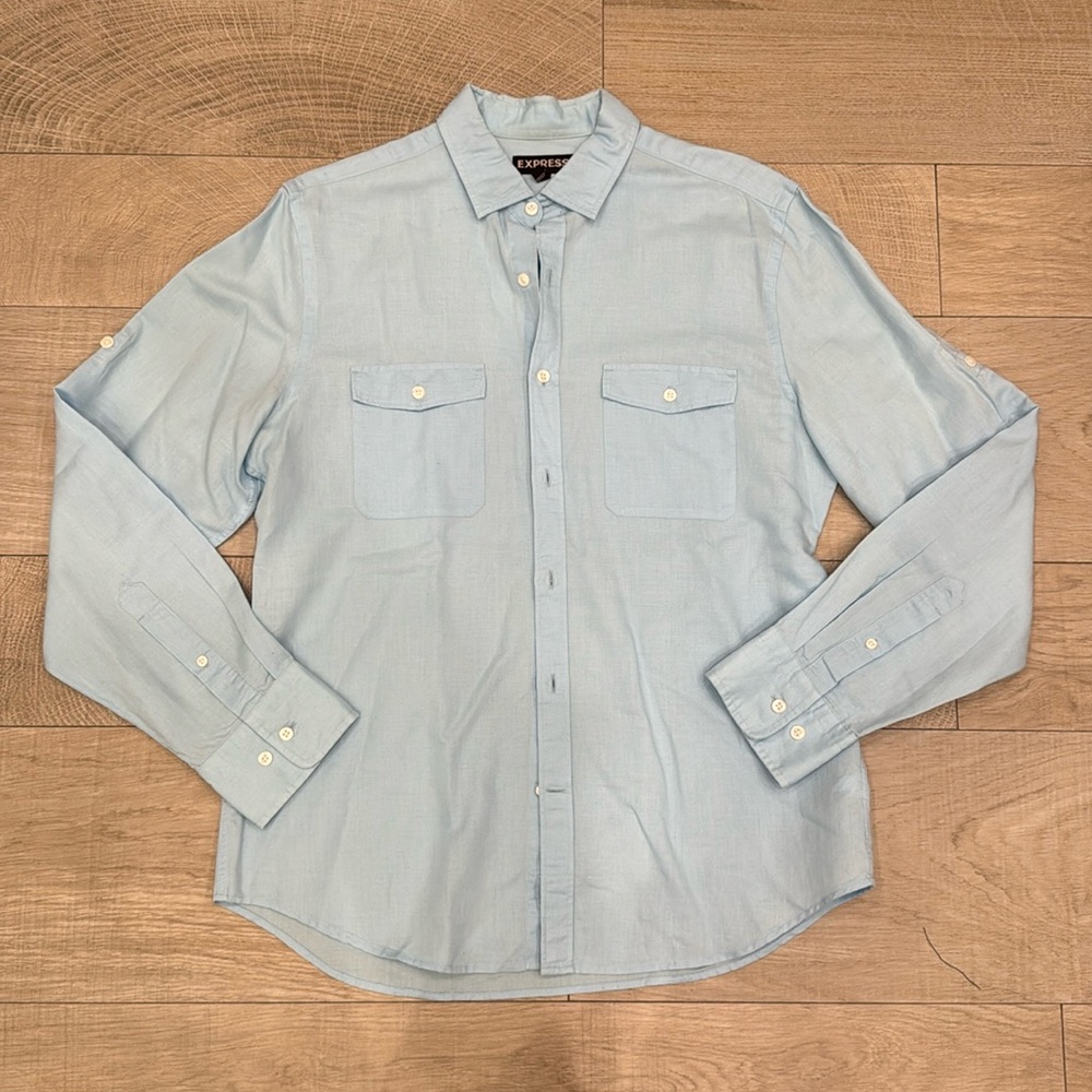 Express Light Blue Button-Up Shirt